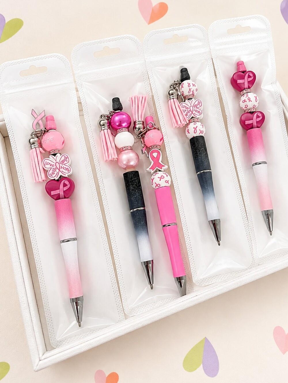 Handmade Breast Cancer Awareness Beaded Pen – Pink Ribbon